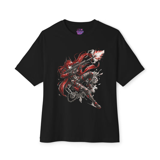 Nikke Red Hood Chains and Gears Fan Art Oversized T-Shirt