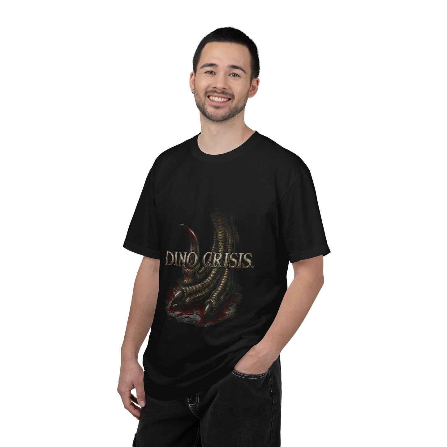 Dino Crisis 1999 Cover Art Velociraptor Claw Bloody Foot Portrait Premium T-Shirt