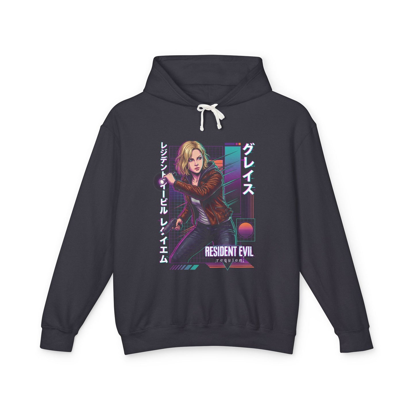 Grace Ashcroft Resident Evil Requiem Walkthrough Retrowave Future Cyberpunk Design Unisex Premium Hoodie