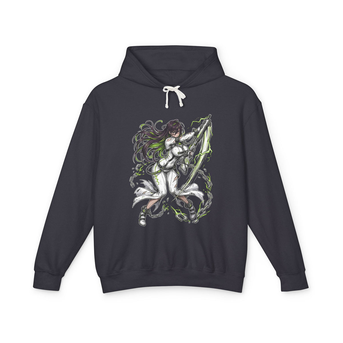Nikke Guilty White Restraint Suit Green Lightning Fan Art Hoodie