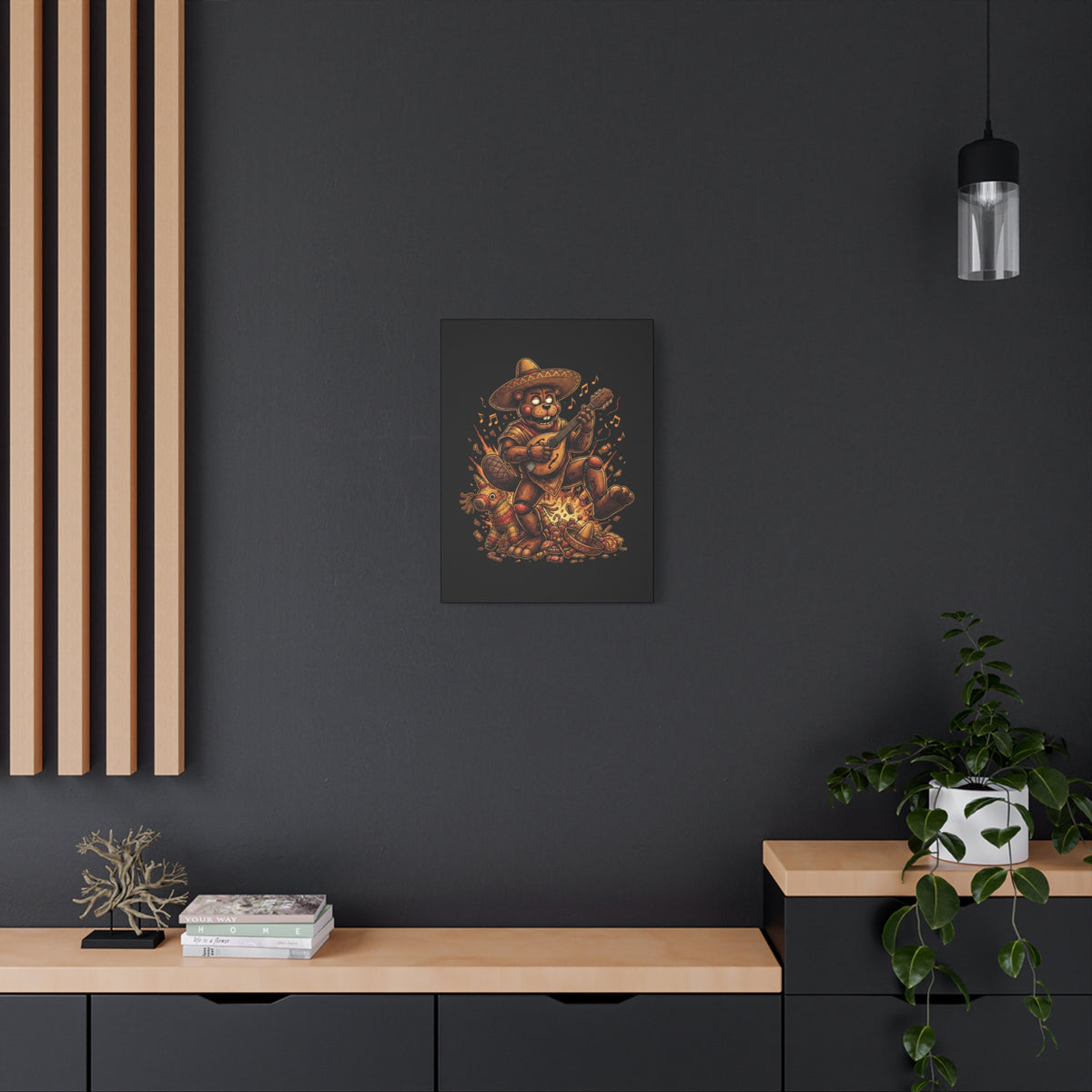 FNAF El Chip Beaver Sombrero Mandolin Fiesta Fan Art Canvas Print