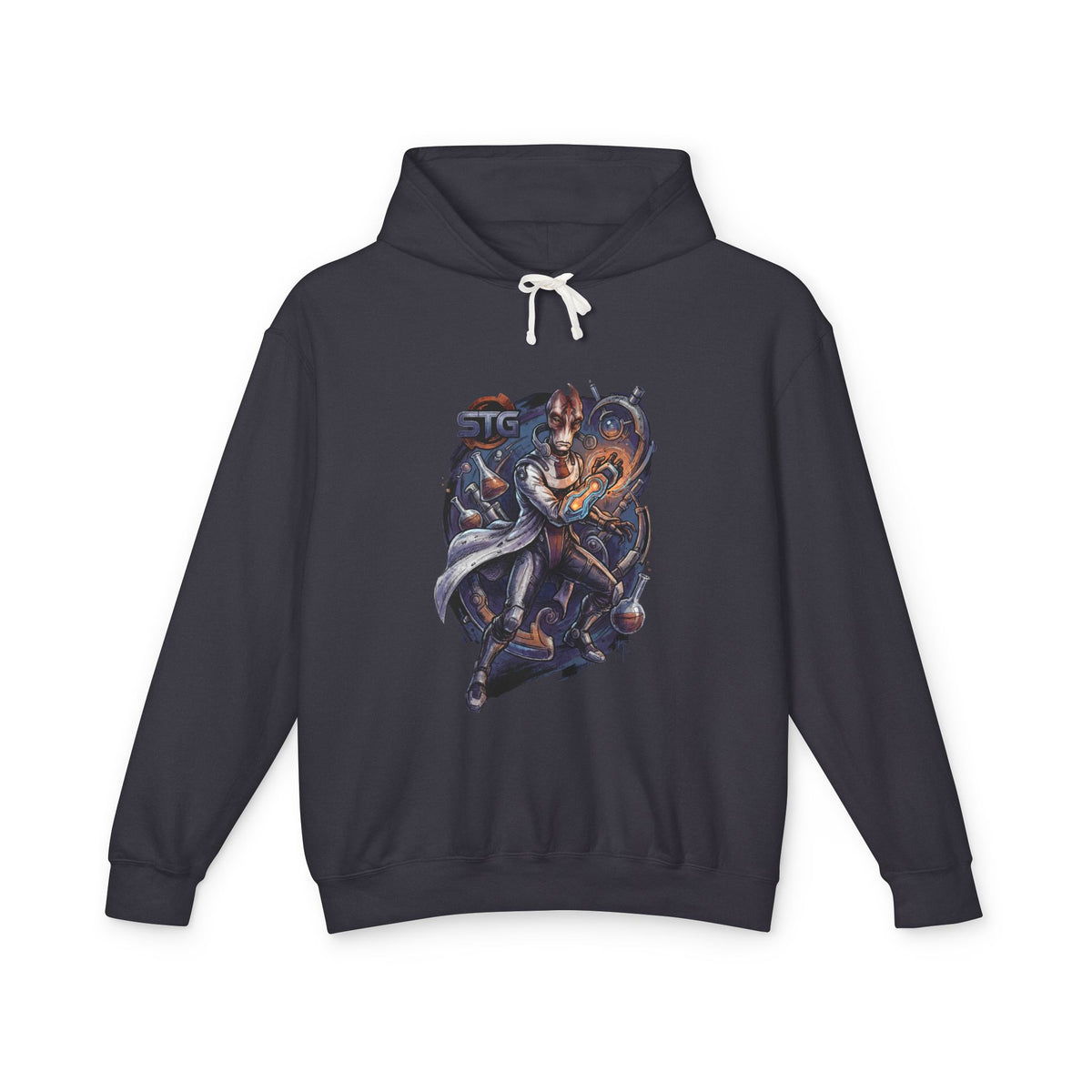 Mass Effect Mordin Lab Coat Flasks Blue Fan Art Hoodie