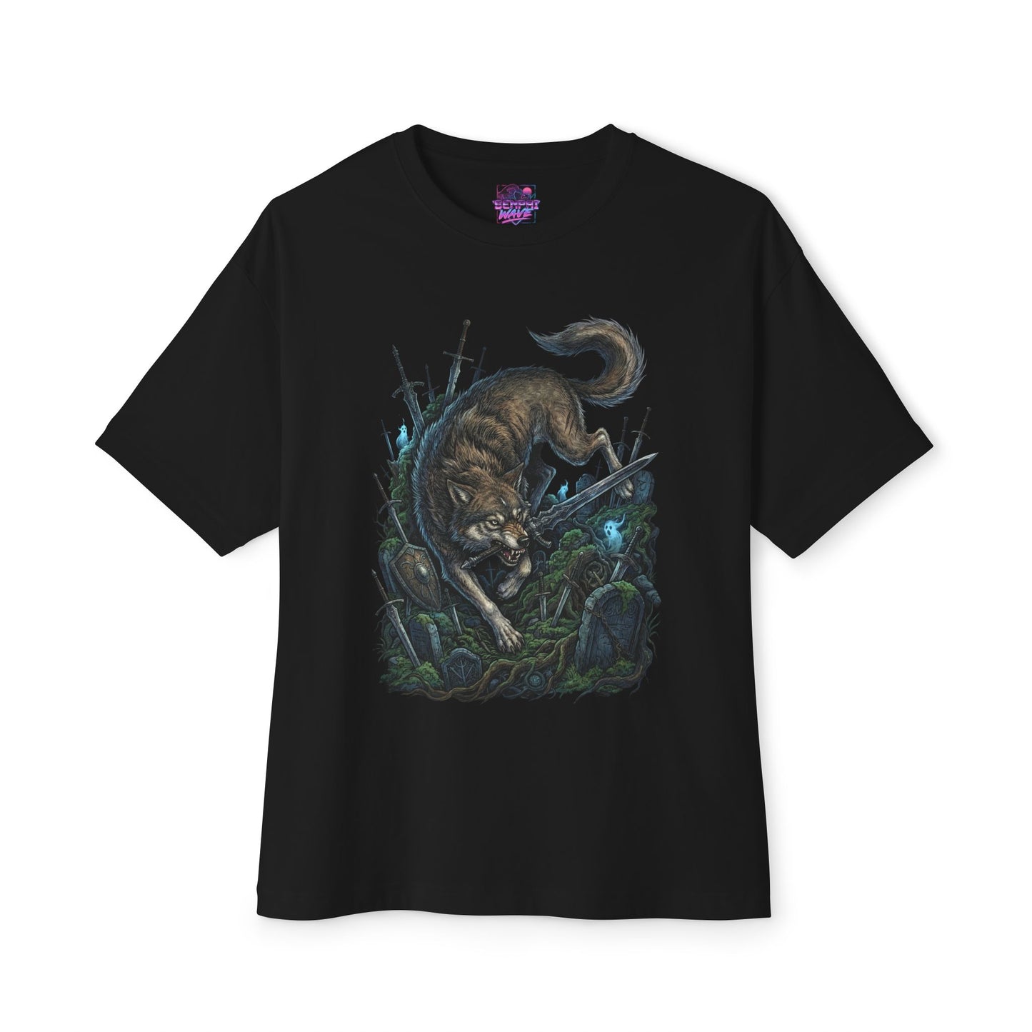 Sif Great Grey Wolf Sword Guardian Art Premium Oversized Unisex T-Shirt