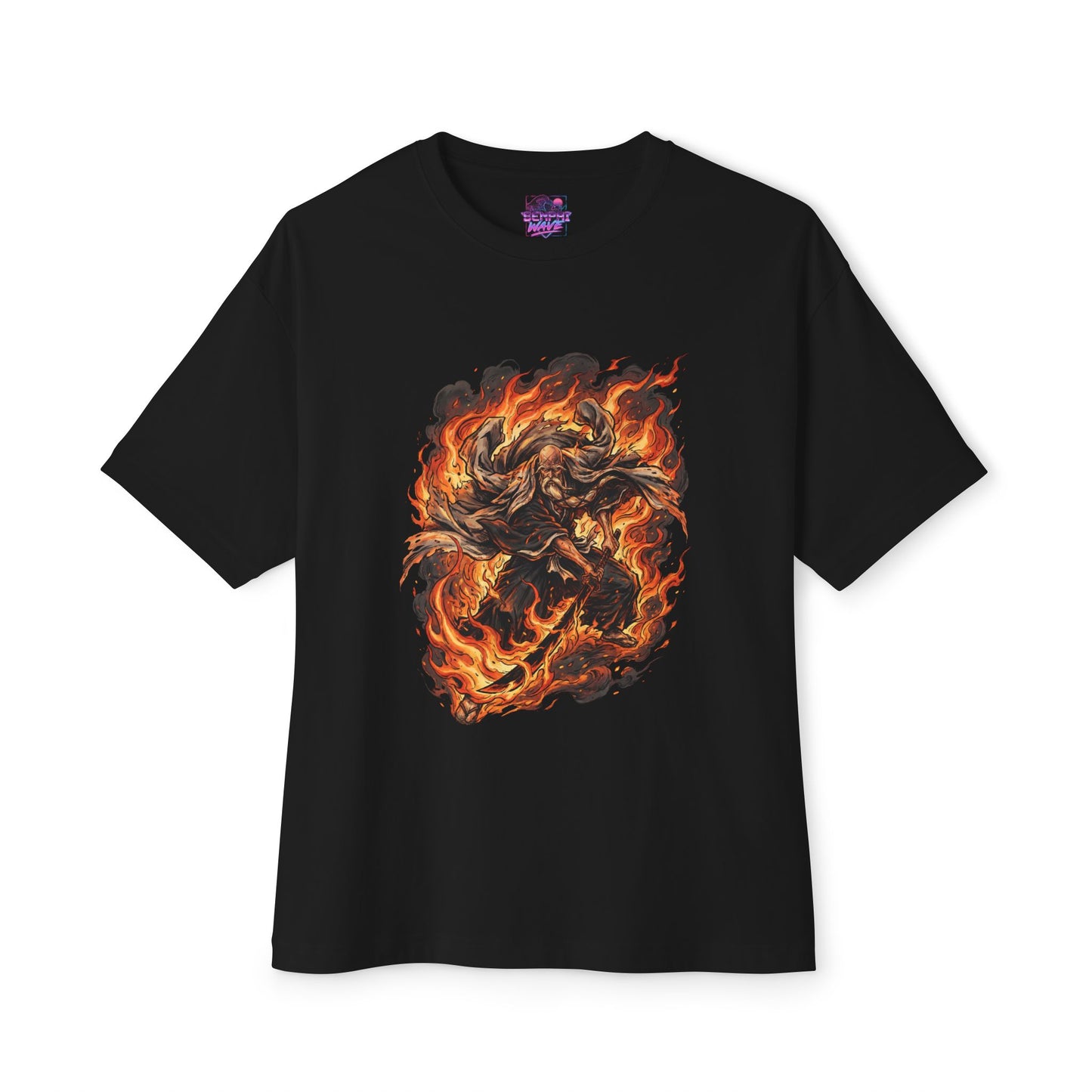 Supreme Fire Leader White Beard Captain Heaven Flames Bankai Fan Art Illustration Premium Oversized Unisex T-Shirt