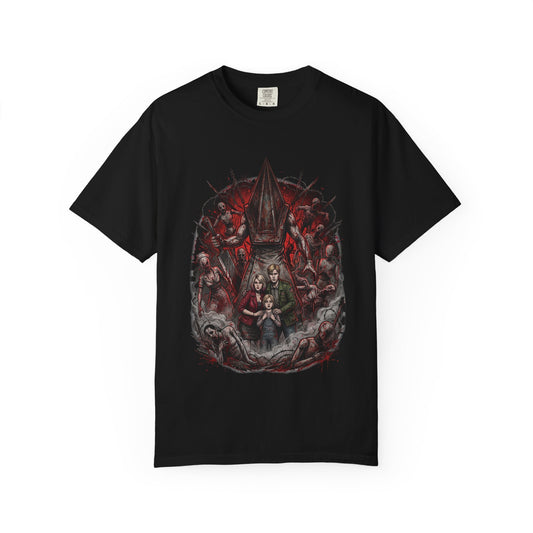 Pyramid Head Silhouette Silent Hill 2 Remake Fog Horror Red Pyramid Thing Sticker Premium T-Shirt