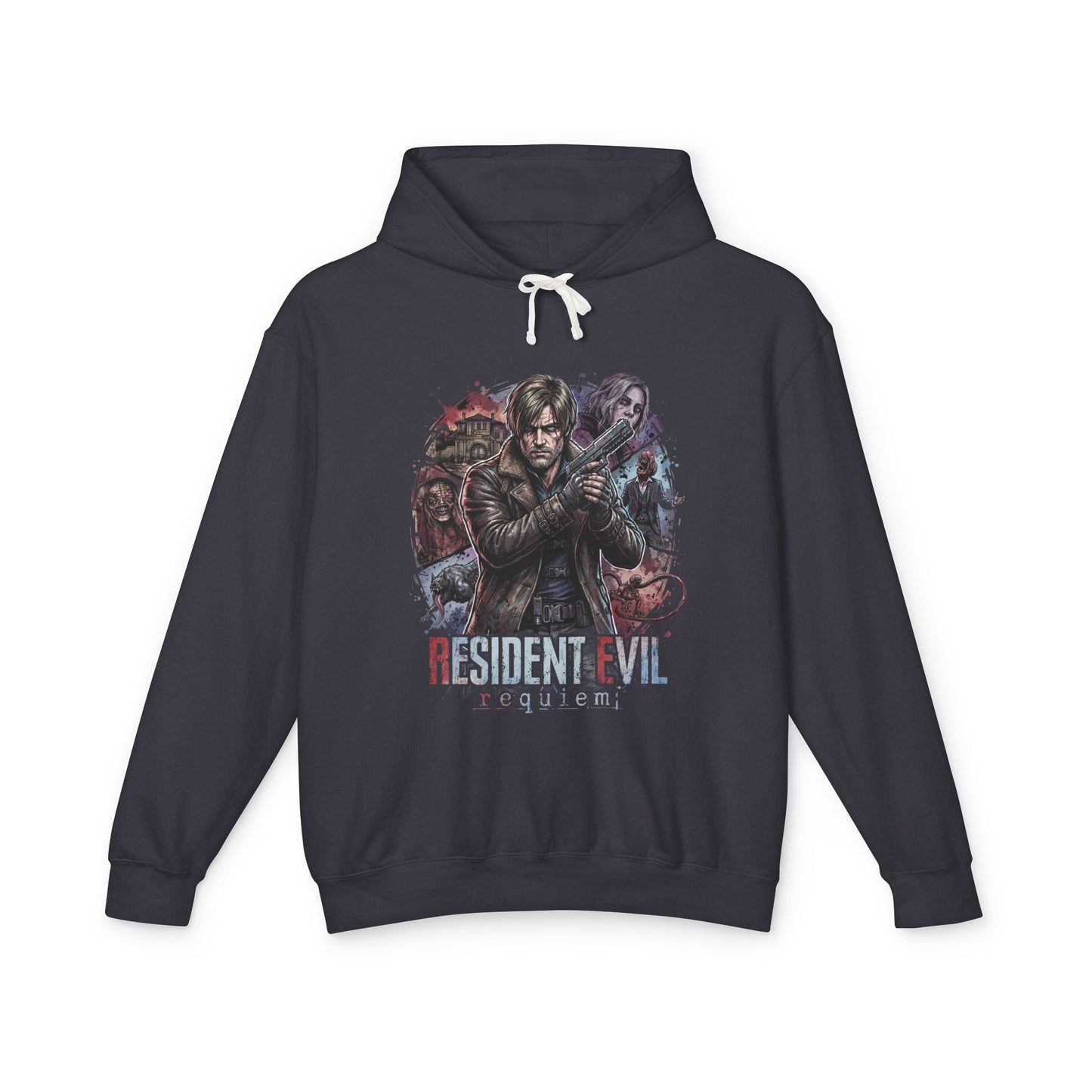 Resident Evil Requiem Leon S Kennedy Chainsaw Wielder Grunge Art Unisex Premium Hoodie