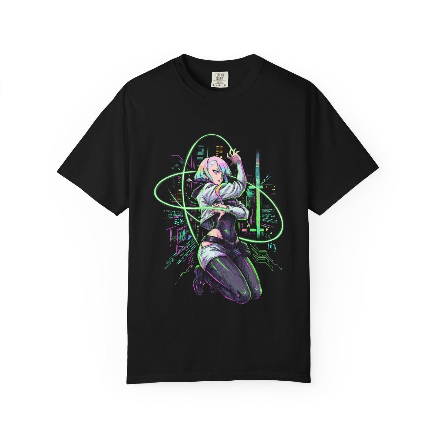 Lucy Cyberpunk Edgerunners Netrunner Jacket Thigh Highs Design Premium T-Shirt