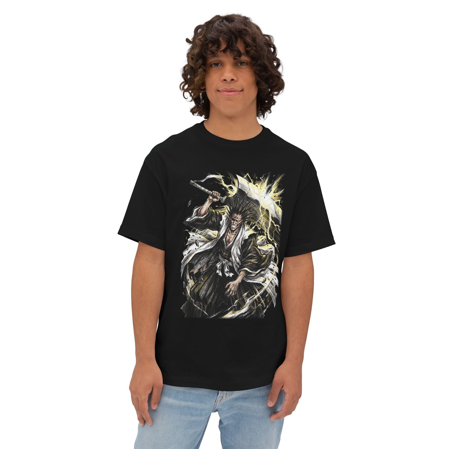 Kenpachi Zaraki Bleach Eyepatch Grin Warrior Portrait Premium Oversized Unisex T-Shirt