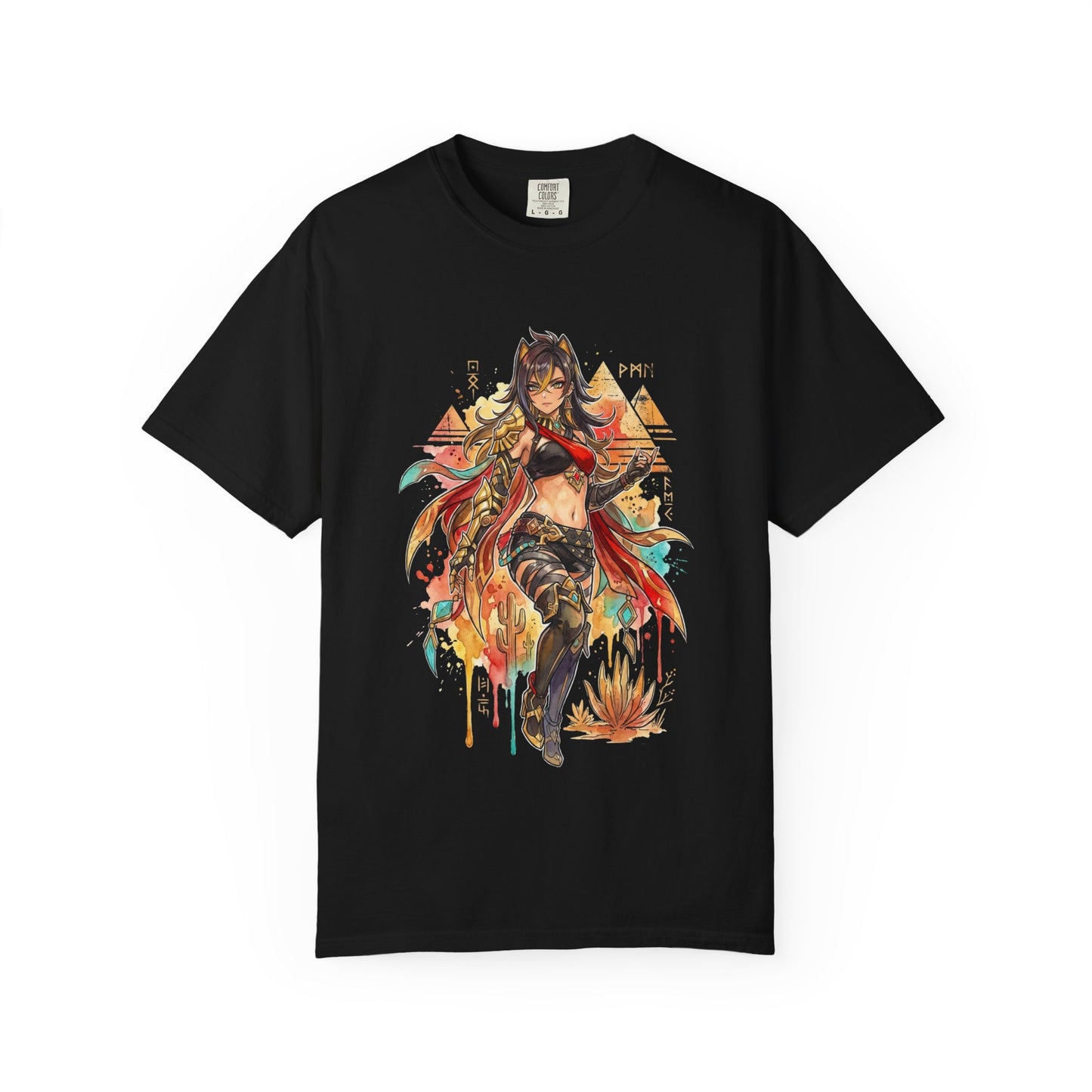 Genshin Impact Dehya Black Red Outfit Vaporwave Palm Sunset Premium T-Shirt