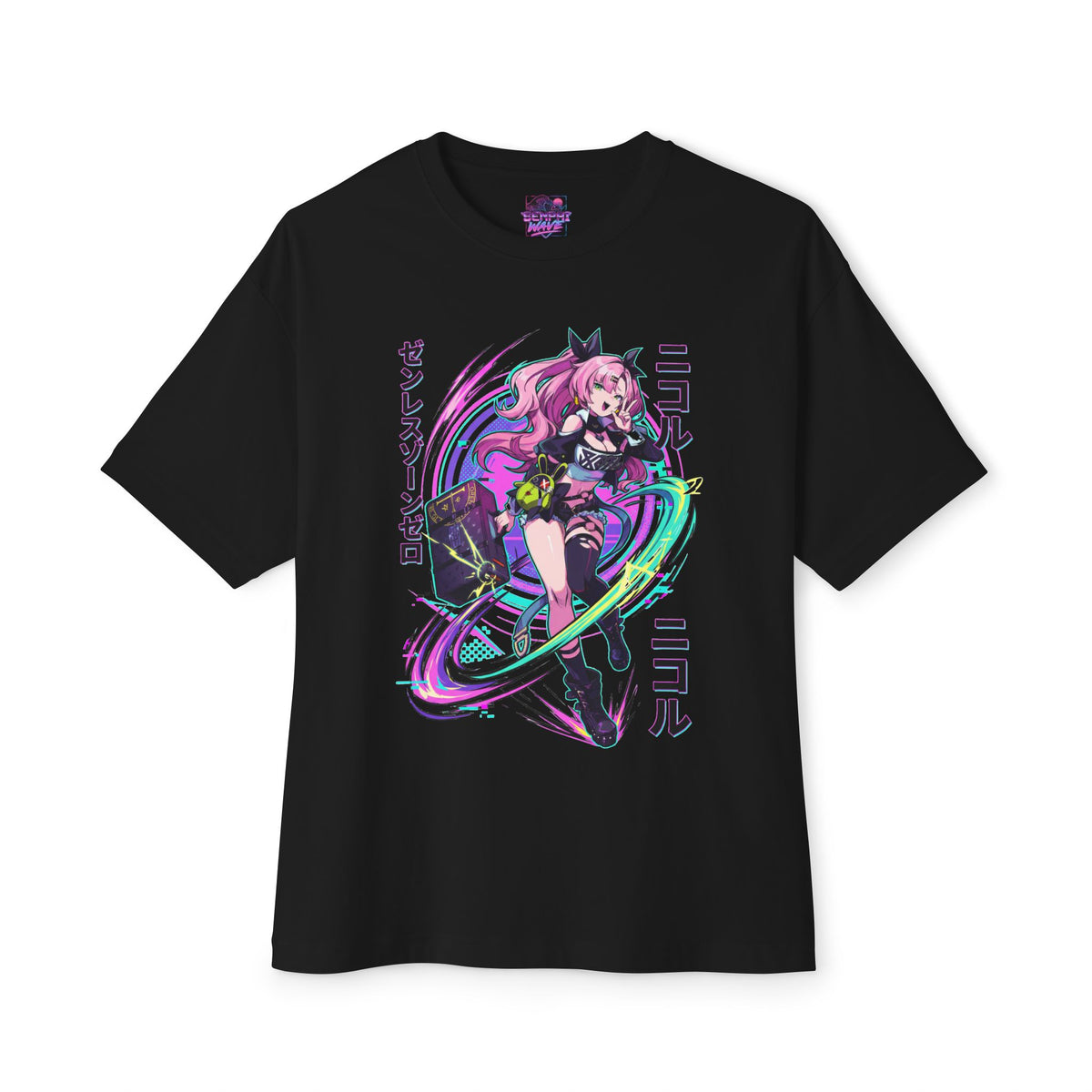 Zenless Zone Zero Nicole Demara Neon Swirl Fan Art Oversized T-Shirt