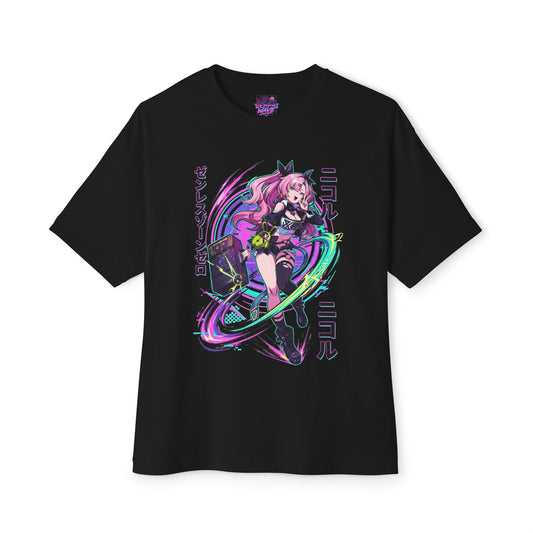 Zenless Zone Zero Nicole Demara Neon Swirl Fan Art Oversized T-Shirt