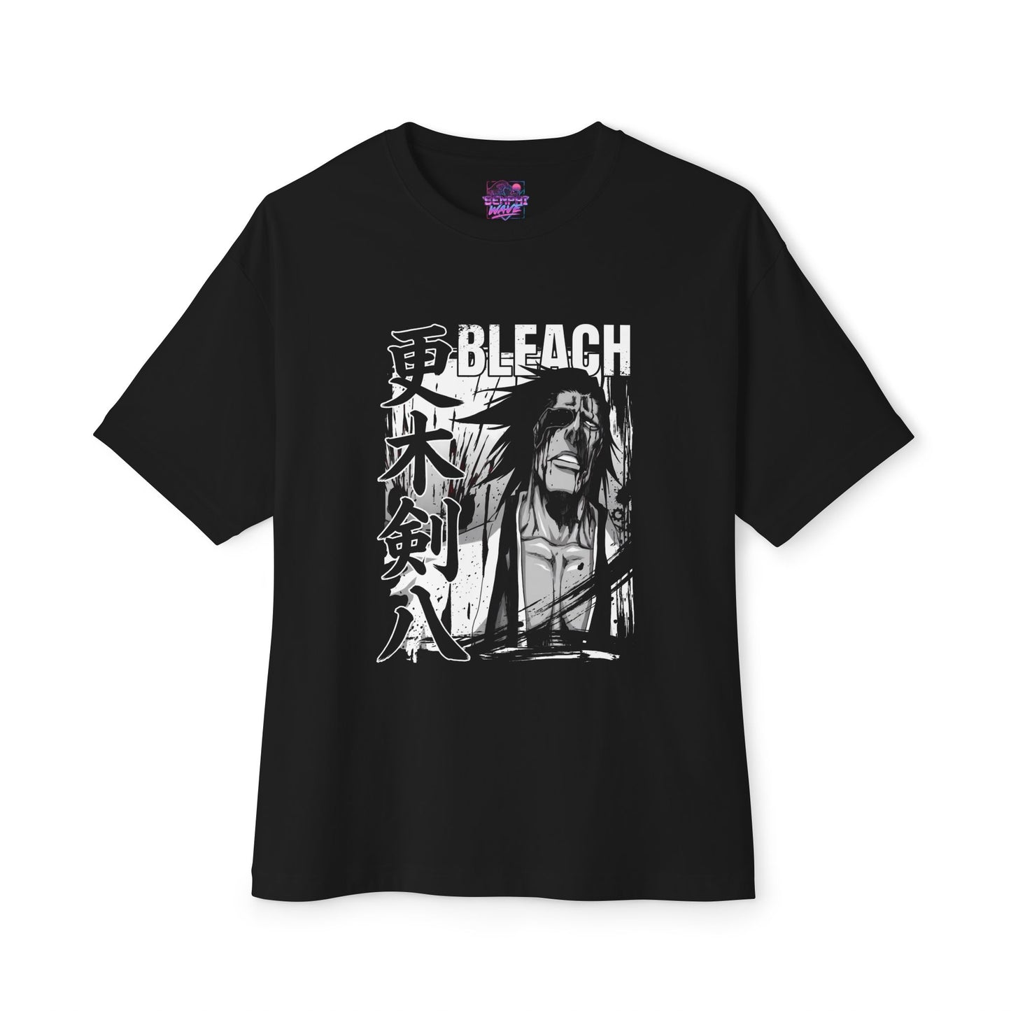 Spiky Black Hair Eyepatch Warrior Fan Art – Ragged Haori Berserker Design Premium Oversized Unisex T-Shirt