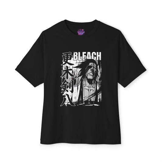 Spiky Black Hair Eyepatch Warrior Fan Art – Ragged Haori Berserker Design Premium Oversized Unisex T-Shirt