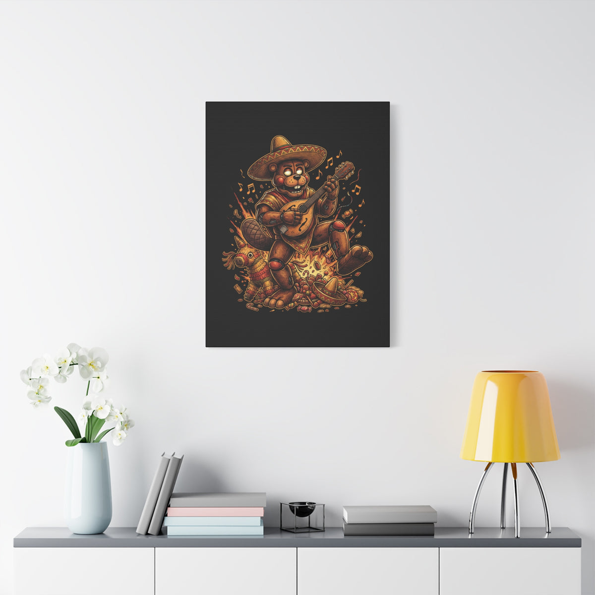 FNAF El Chip Beaver Sombrero Mandolin Fiesta Fan Art Canvas Print