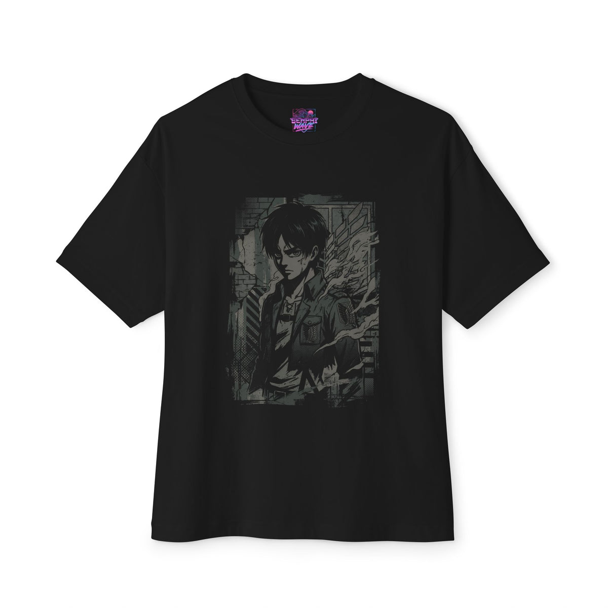 Attack on Titan Eren Yeager Survey Corps Distressed Portrait Oversized T-Shirt