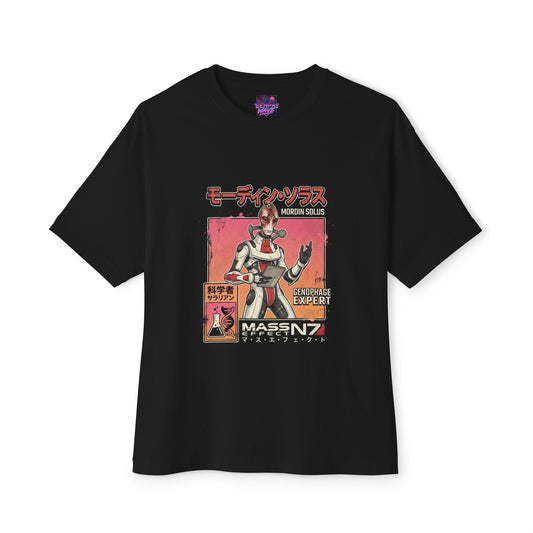 Mass Effect Mordin Genophage Expert Retro Card Fan Art Oversized T-Shirt