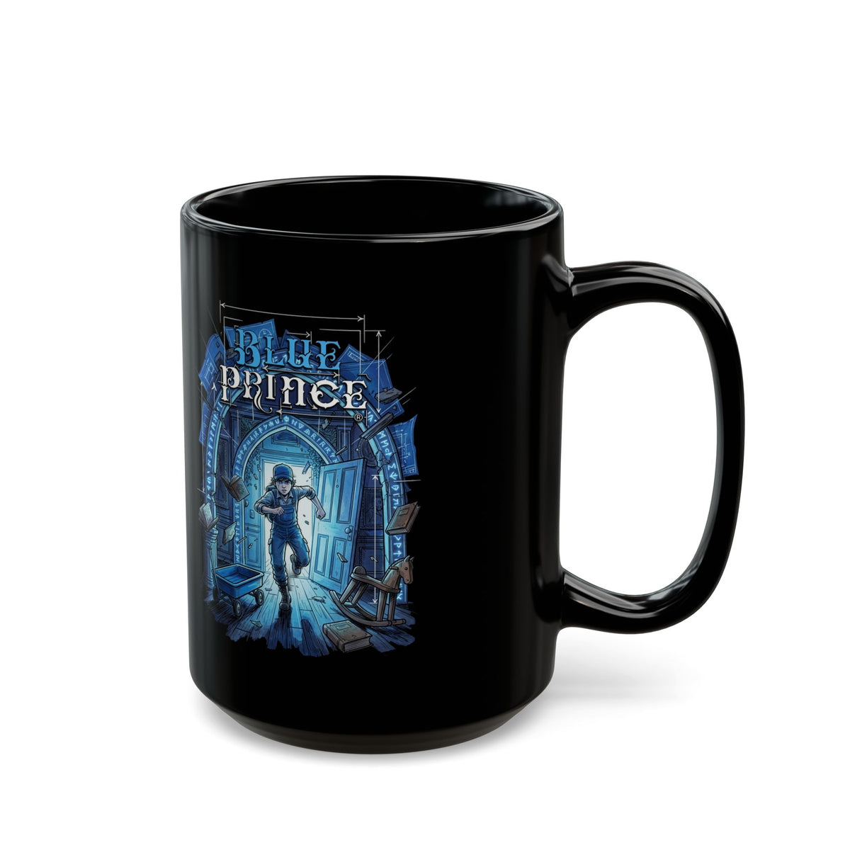 Blue Prince Mt Holly Manor Puzzle Game Fan Art Black Mug