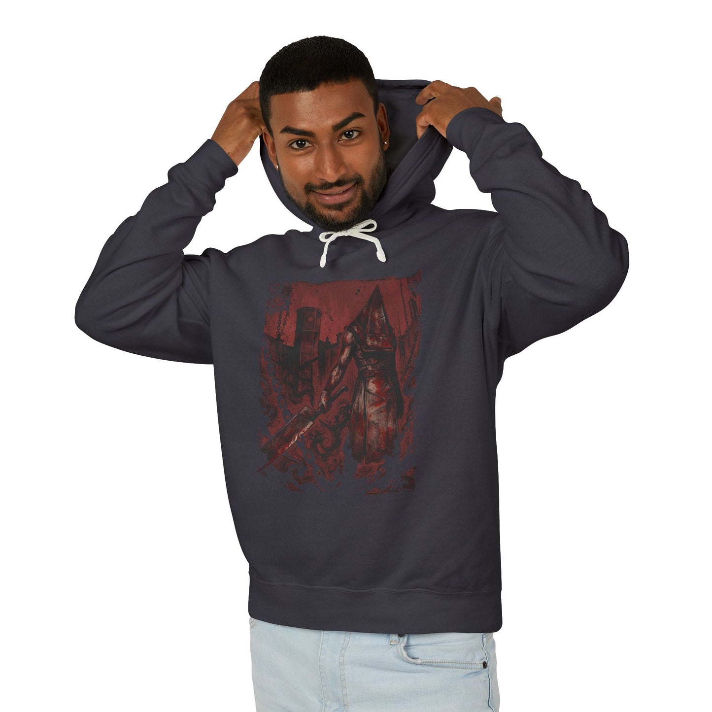 Pyramid Head Pose Silent Hill 2 Remake Horror Monster Red Pyramid Unisex Premium Hoodie