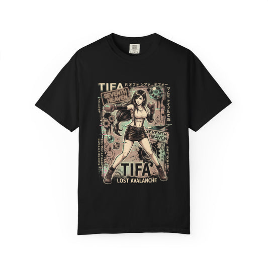 Tifa Lockhart FF7 Remake Black Crop Top Midriff Portrait Premium T-Shirt
