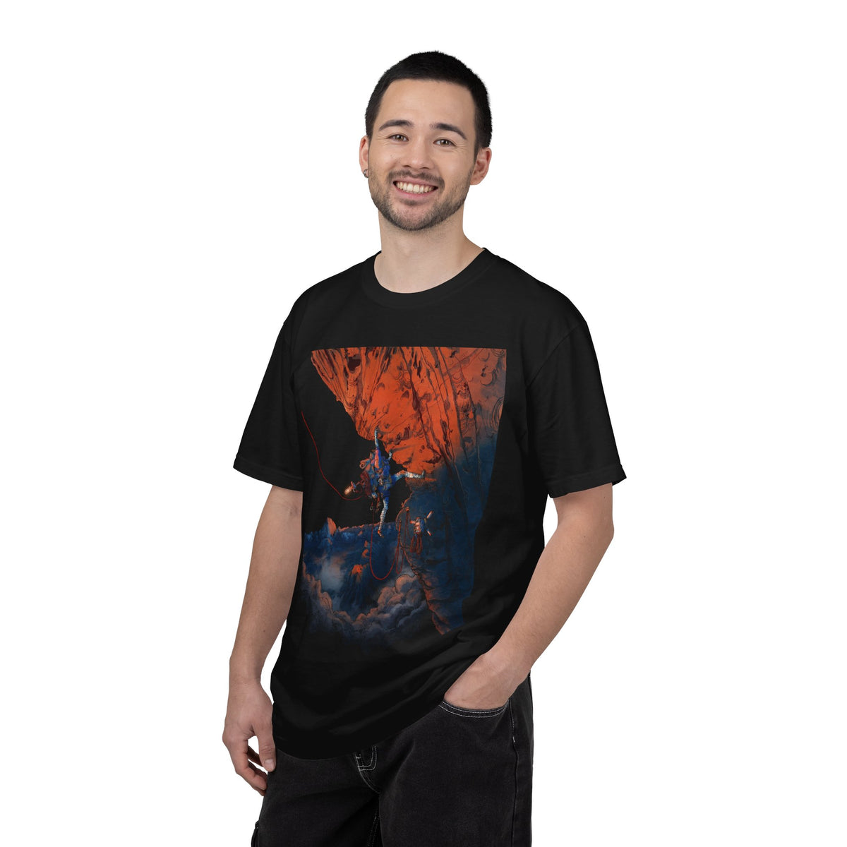 Aava Mountaineer Action Pose – Cairn Game Summit Challenge Illustration Premium T-Shirt