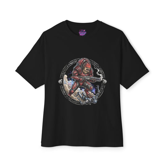 Mass Effect Wrex Moon Circle Battle Fan Art Oversized T-Shirt