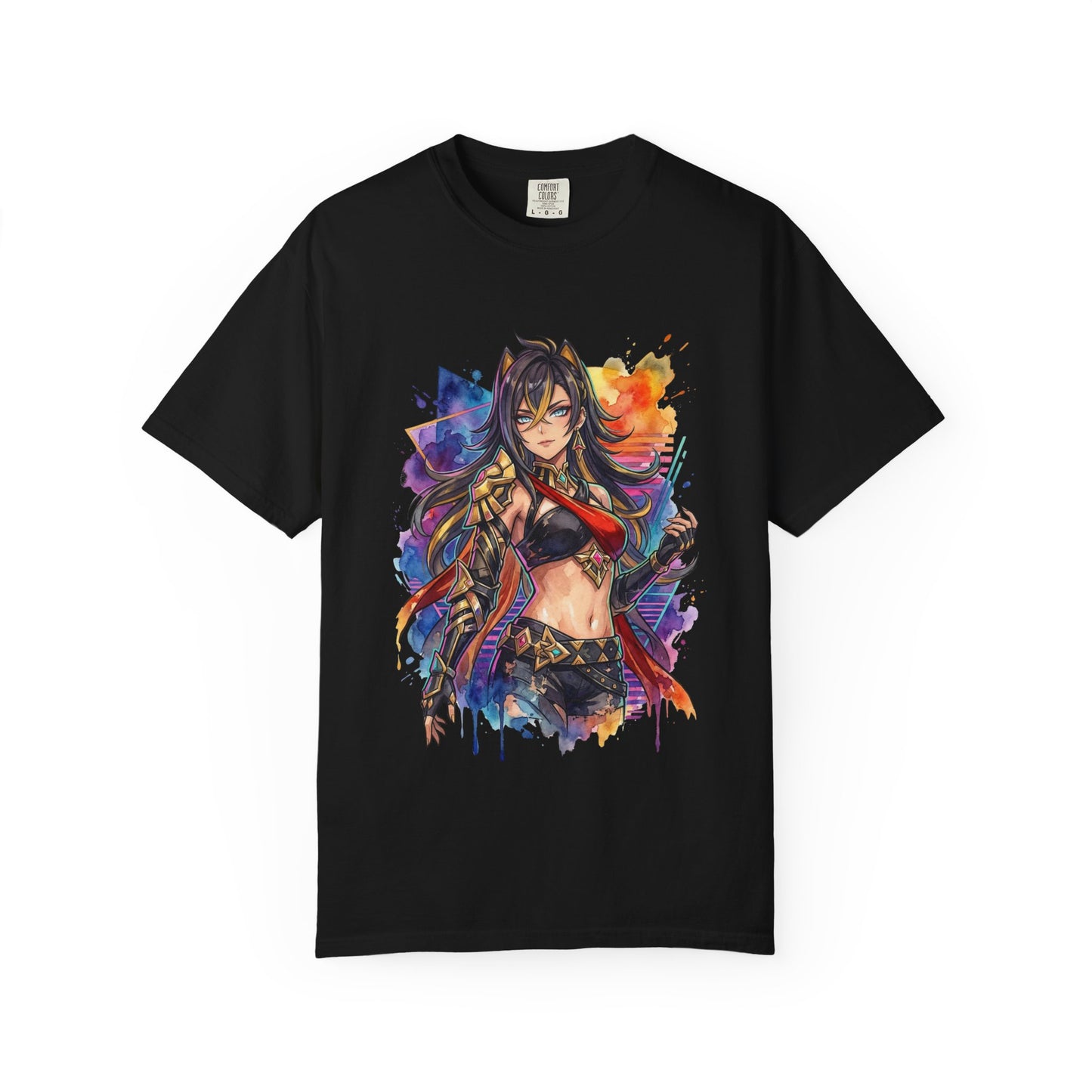 Dehya Genshin Impact Tan Skin Lioness Vaporwave Neon Grid Premium T-Shirt