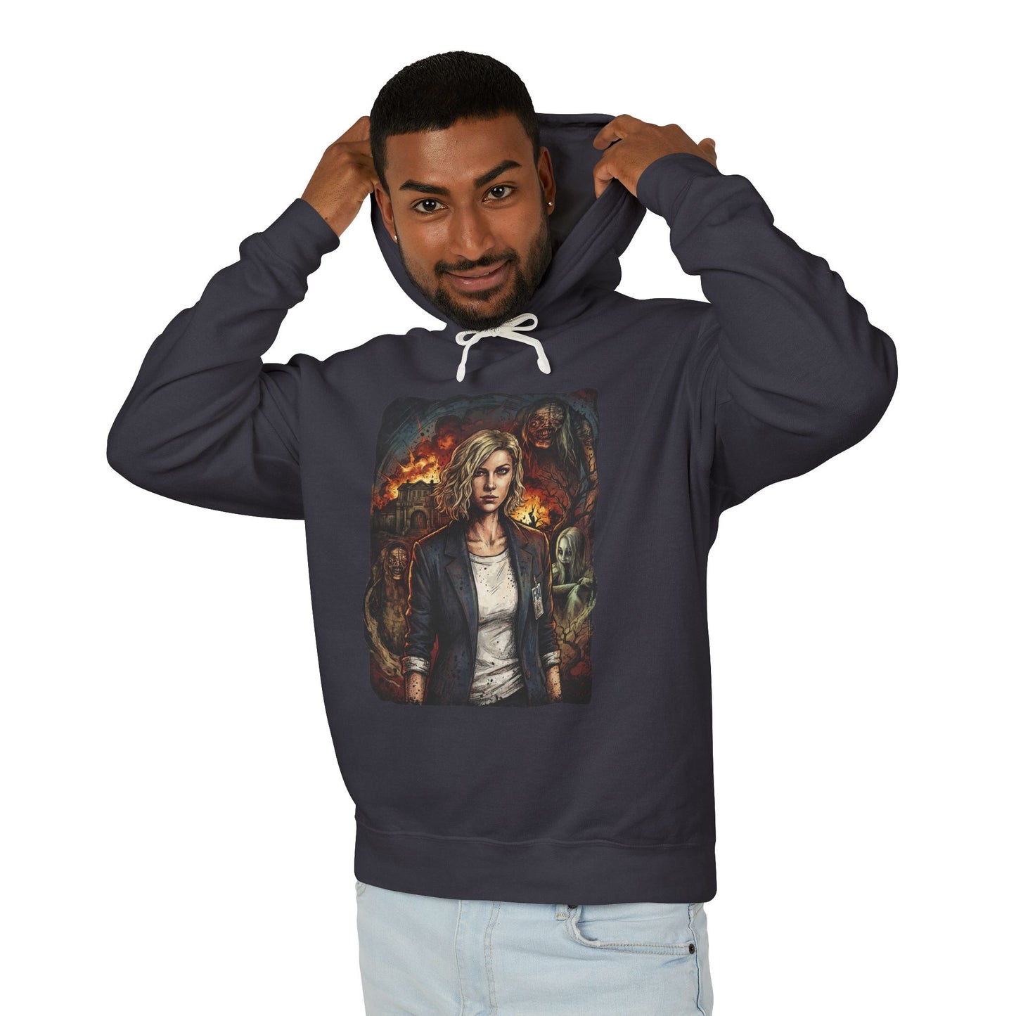 RE9 Grace Ashcroft Protagonist Leon Duo Action Tension Balance Art Unisex Premium Hoodie