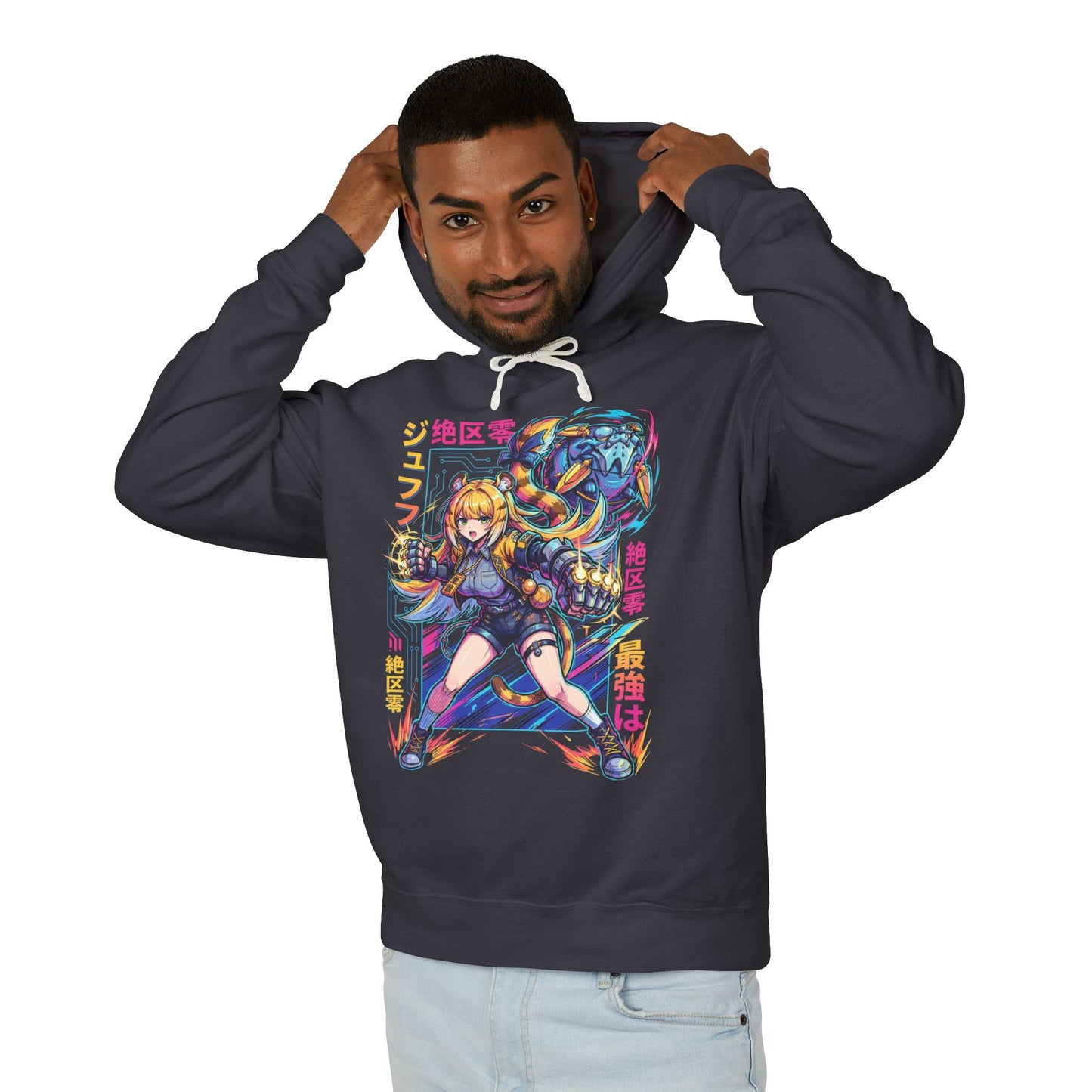 Zenless Zone Zero Ju Fufu Retro Synthwave Fierce Tiger Unisex Premium Hoodie