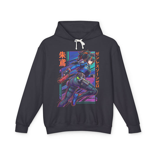 Zenless Zone Zero Zhu Yuan Neon Kanji Action Fan Art Hoodie