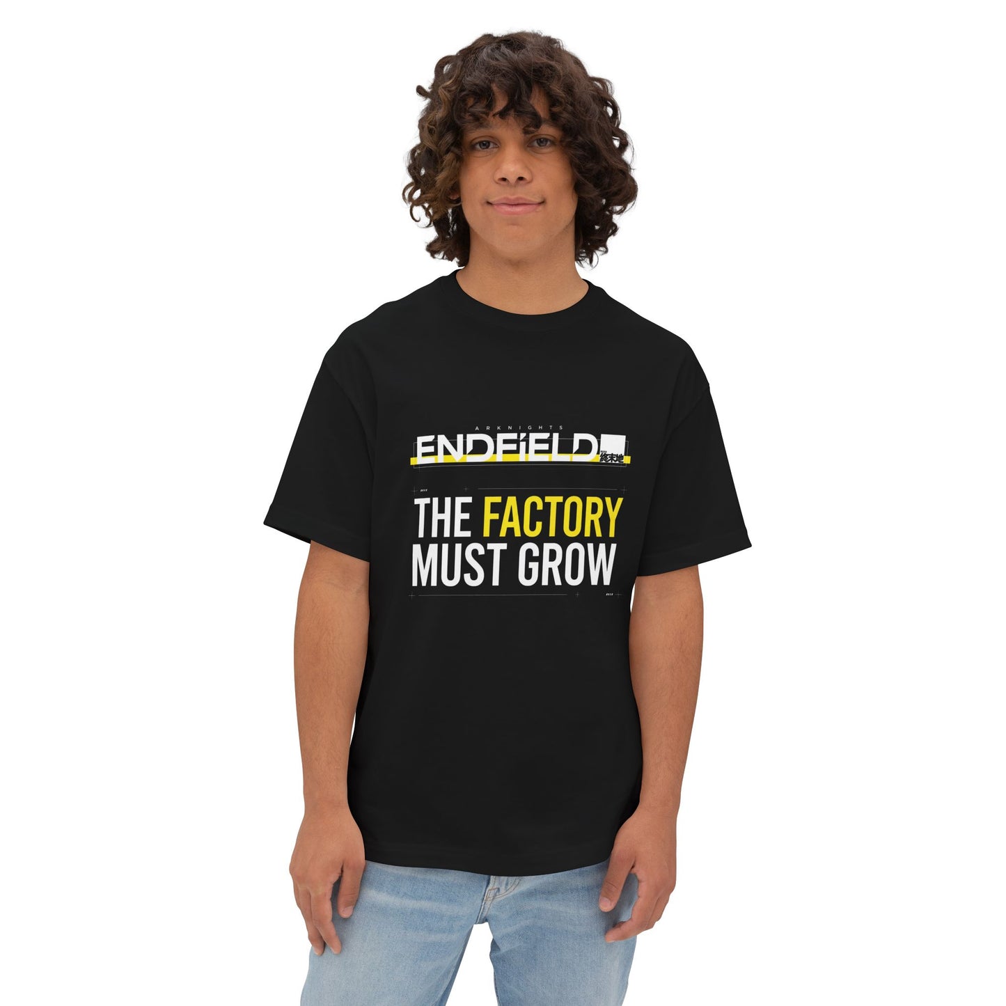 Arknights Endfield Factory Must Grow Meme Retro Factory Automation Pixel Resource Run Premium Oversized Unisex T-Shirt