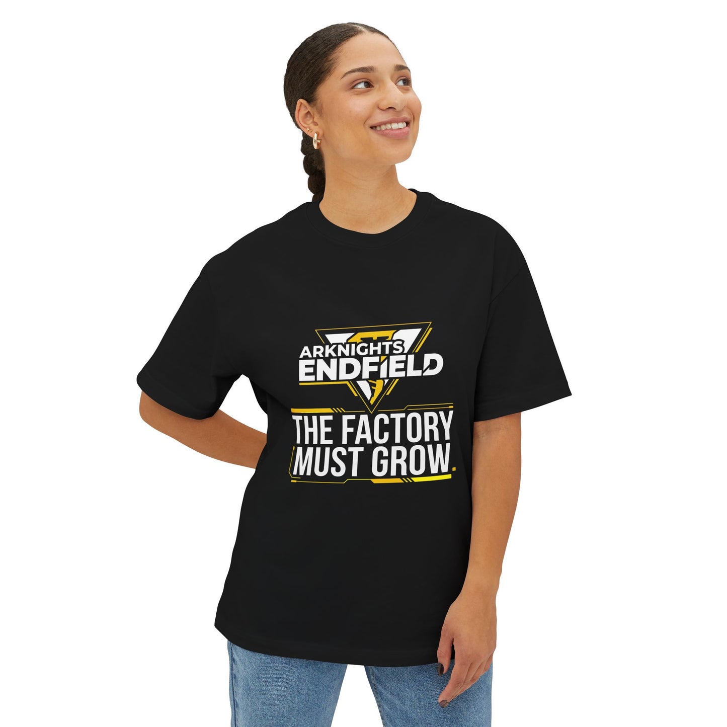 Arknights Endfield Factory Must Grow Meme Design Automation Factory Expansion Grind Premium Oversized Unisex T-Shirt