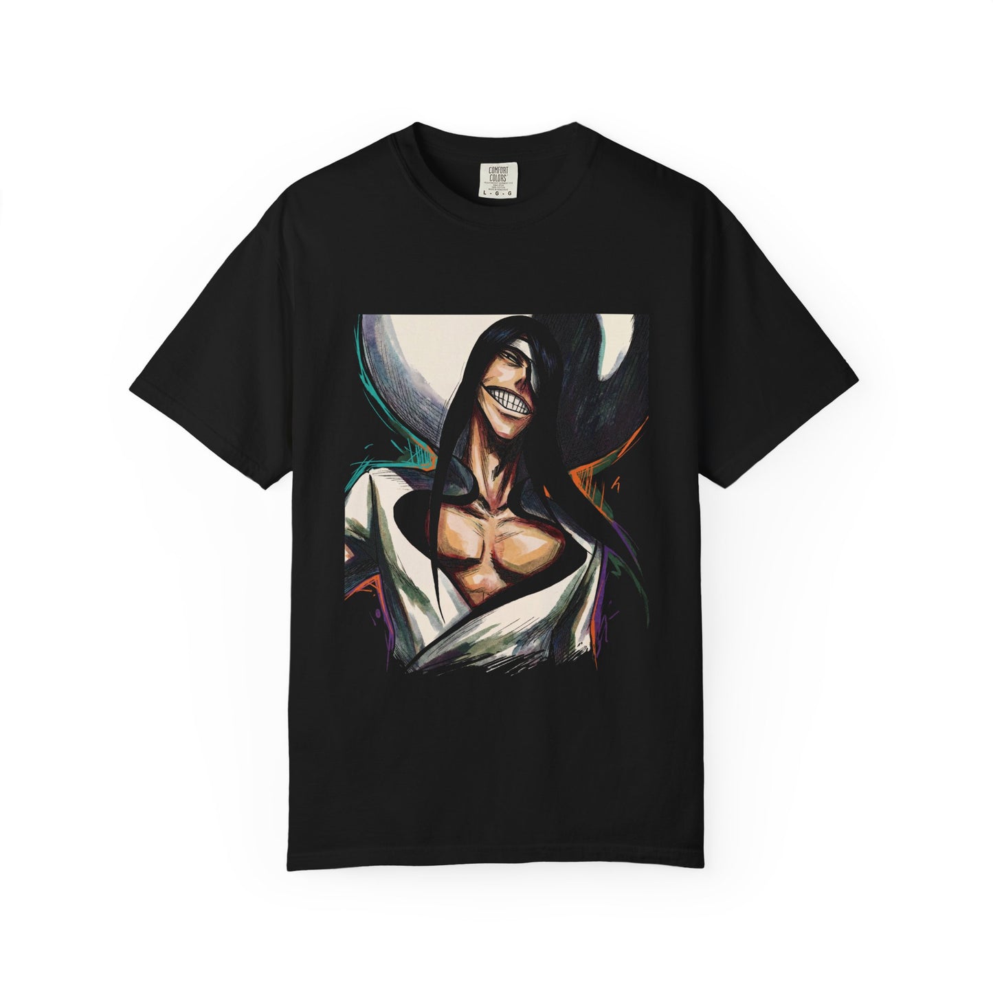 Noitora Tall Lanky Arrancar Warrior Fan Art – Eyepatch Smug Grin Black Hair Design Premium T-Shirt