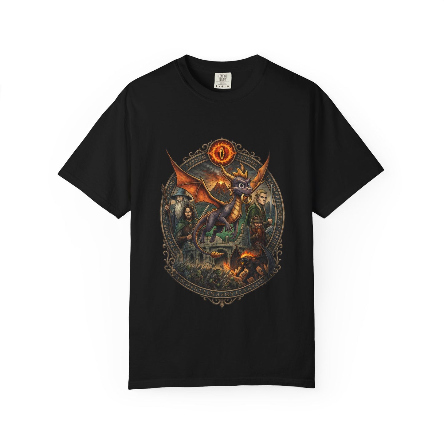 Spyro in Middle-earth Fan Design – Fire Breath Orc Slayer Shire Style Premium T-Shirt