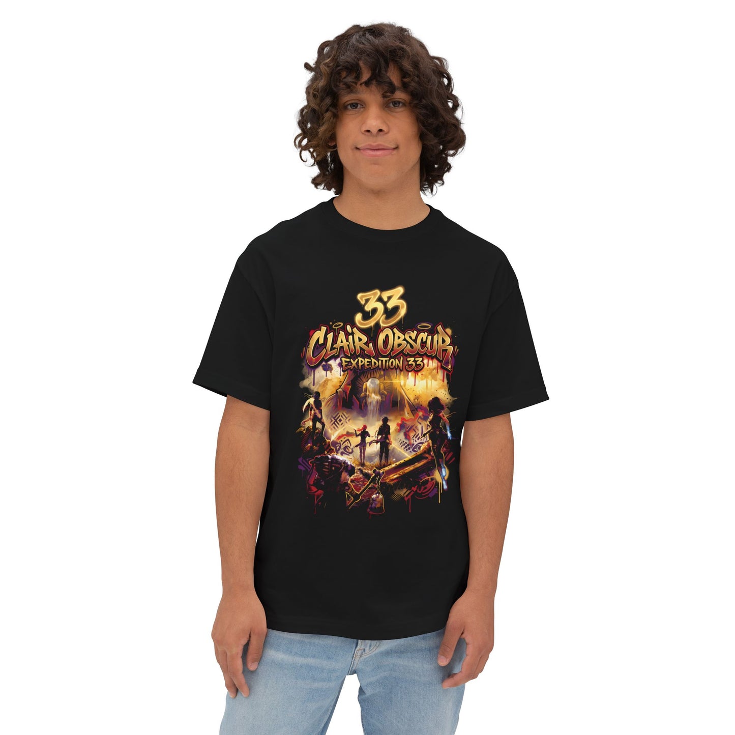 Golden Expedition 33: Red Gommage Street Fashion Legend Facing the Paintress Premium Oversized Unisex T-Shirt