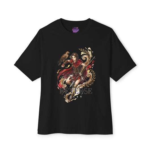 Reverse 1999 Kassandra Spartan Eagle Spear Fan Art Oversized T-Shirt