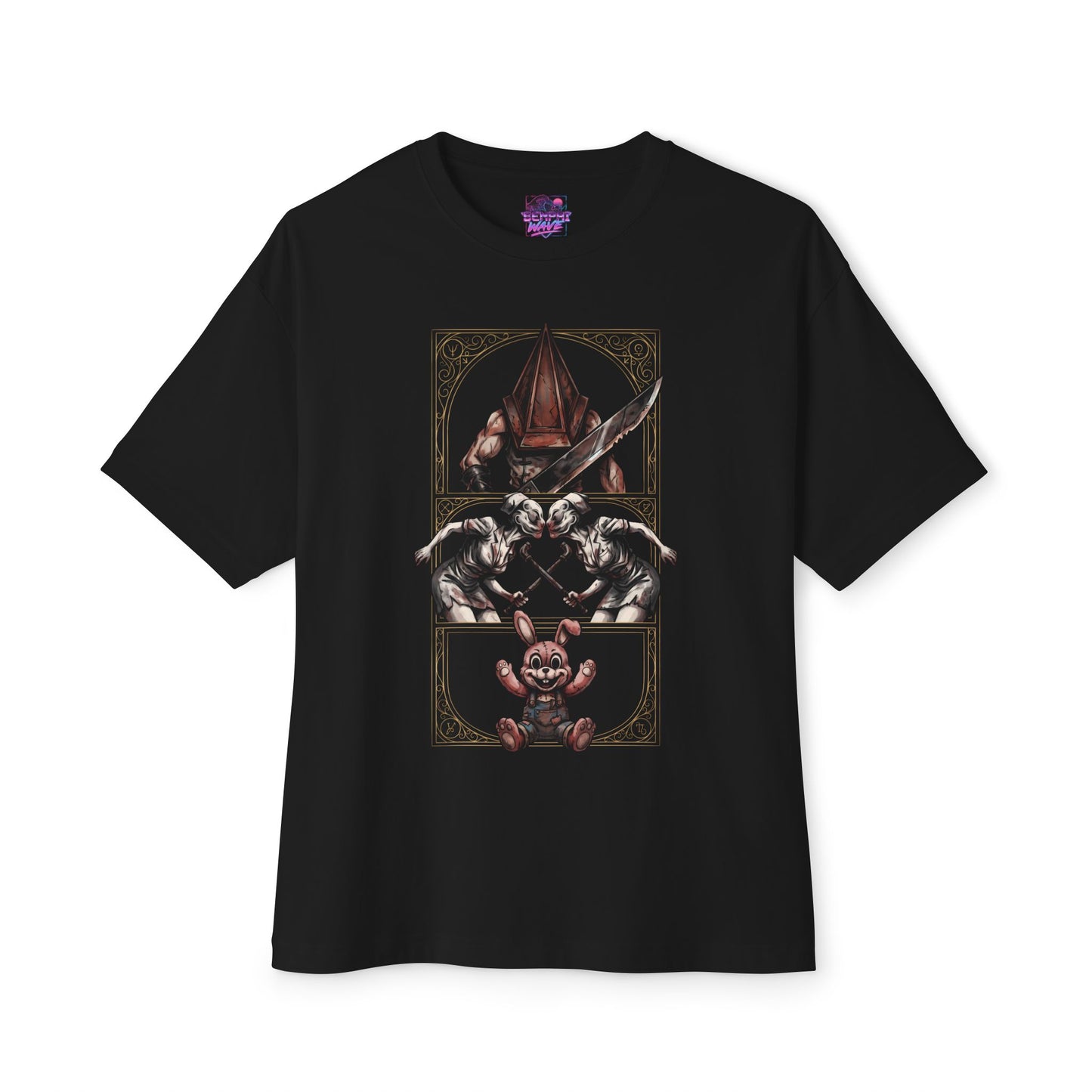 Pyramid Head Silent Hill Fan Art – Red Helmet Great Knife Horror Design Premium Oversized Unisex T-Shirt