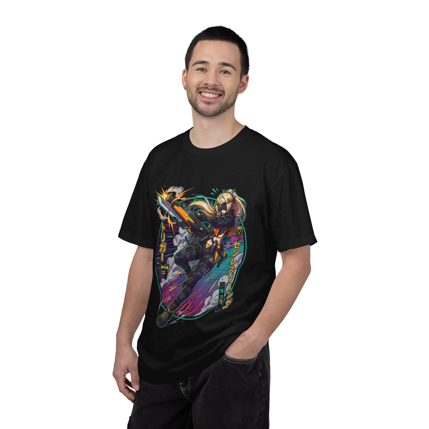 Zenless Zone Zero Trigger Vaporwave Neon Sniper Rifle Premium T-Shirt