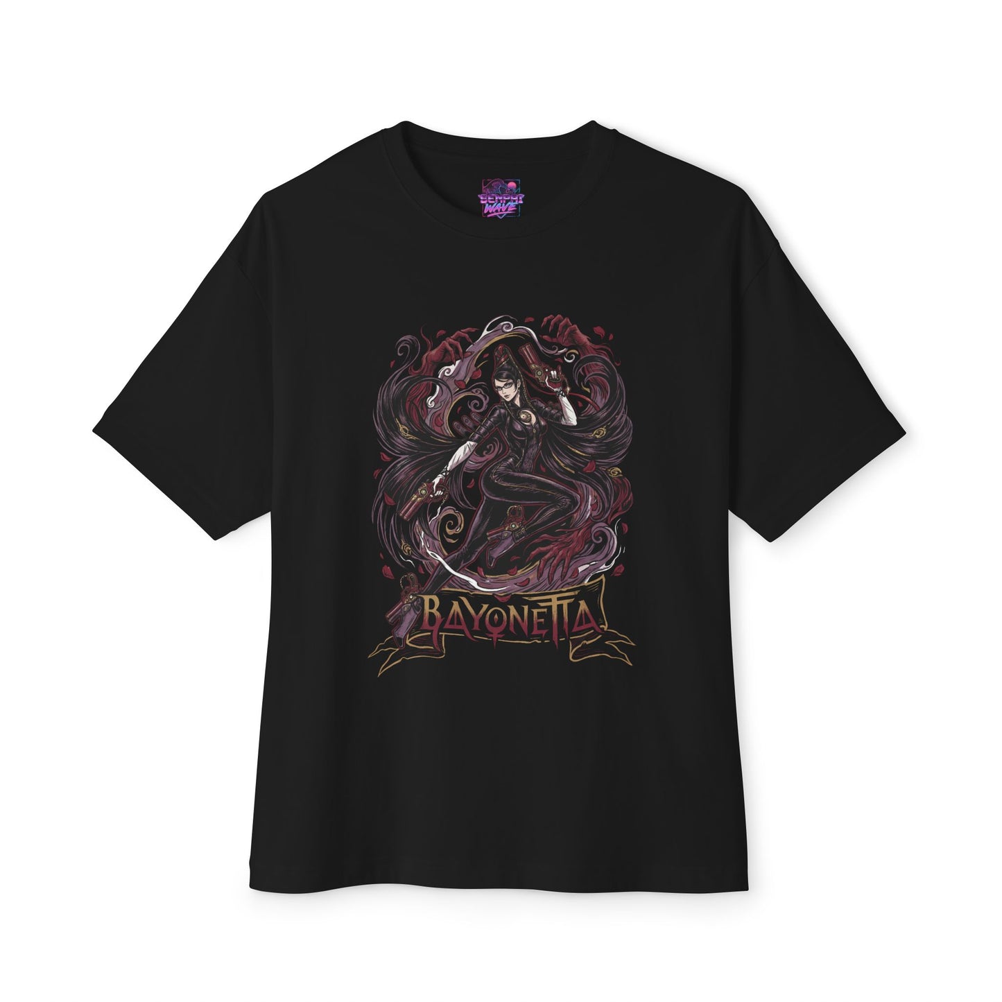 Bayonetta Butterfly Glasses Gun Heels Art Premium Oversized Unisex T-Shirt