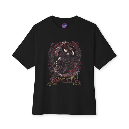 Bayonetta Butterfly Glasses Gun Heels Art Premium Oversized Unisex T-Shirt