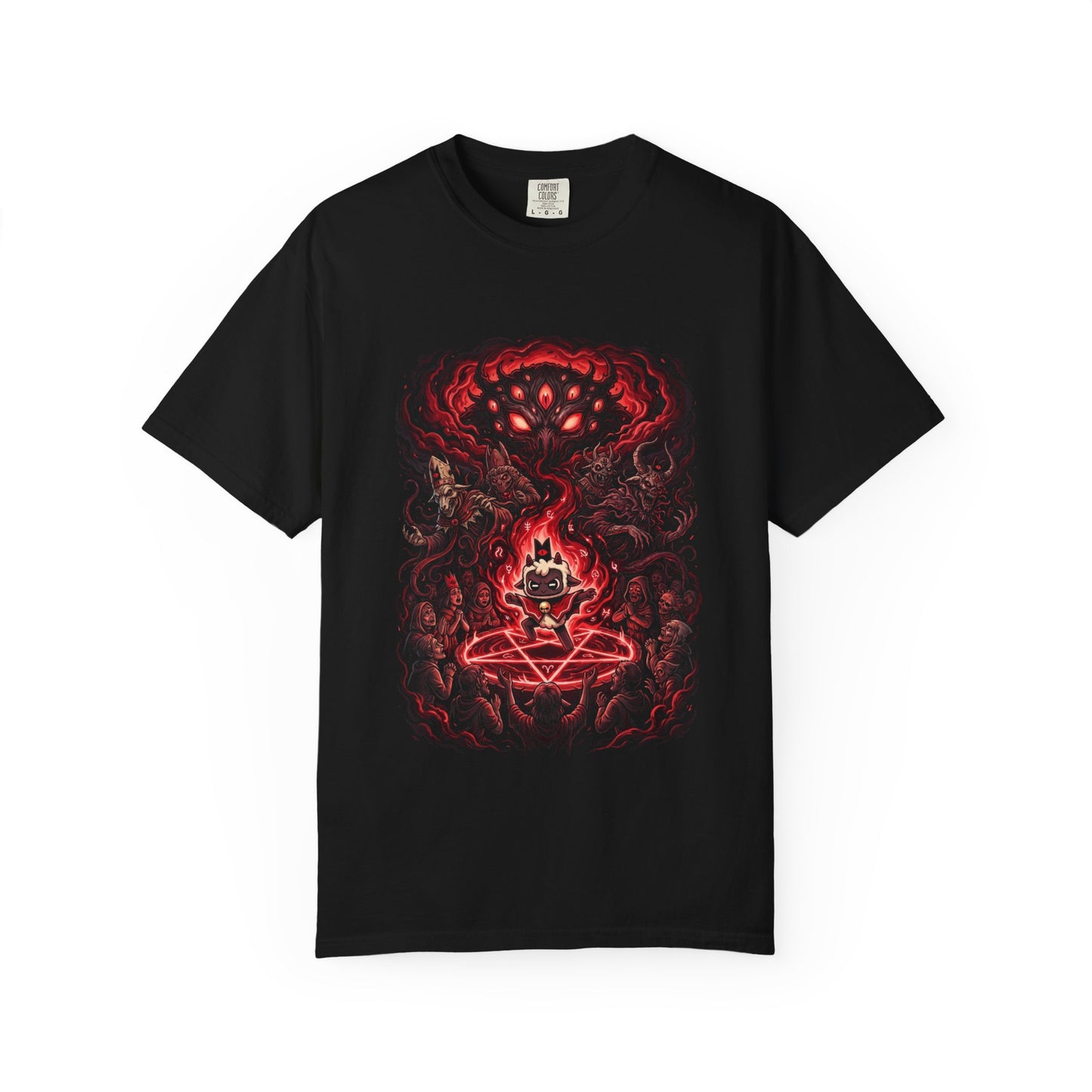 The Lamb Cult of the Lamb Tiny Red Horns Dark Face Design Premium T-Shirt