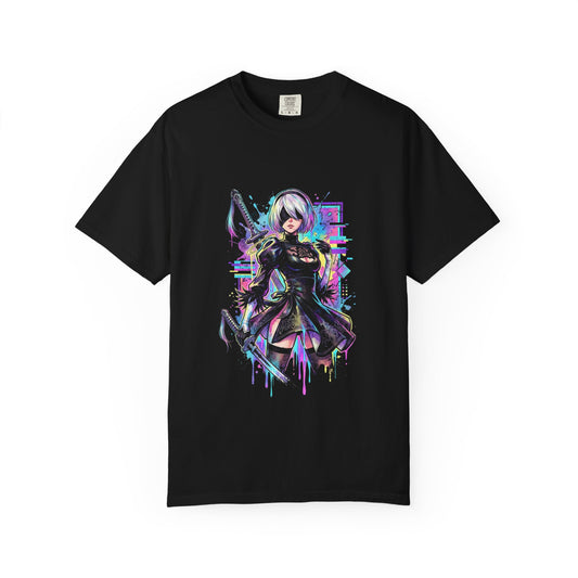 NieR Automata 2B Vaporwave CRT Glitch Effect Art Premium T-Shirt