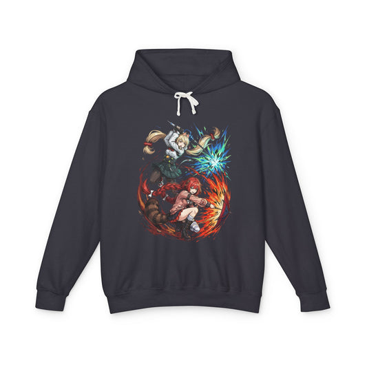 Zenless Zone Zero Alice and Yuzuha Fire and Ice Clash Fan Art Hoodie