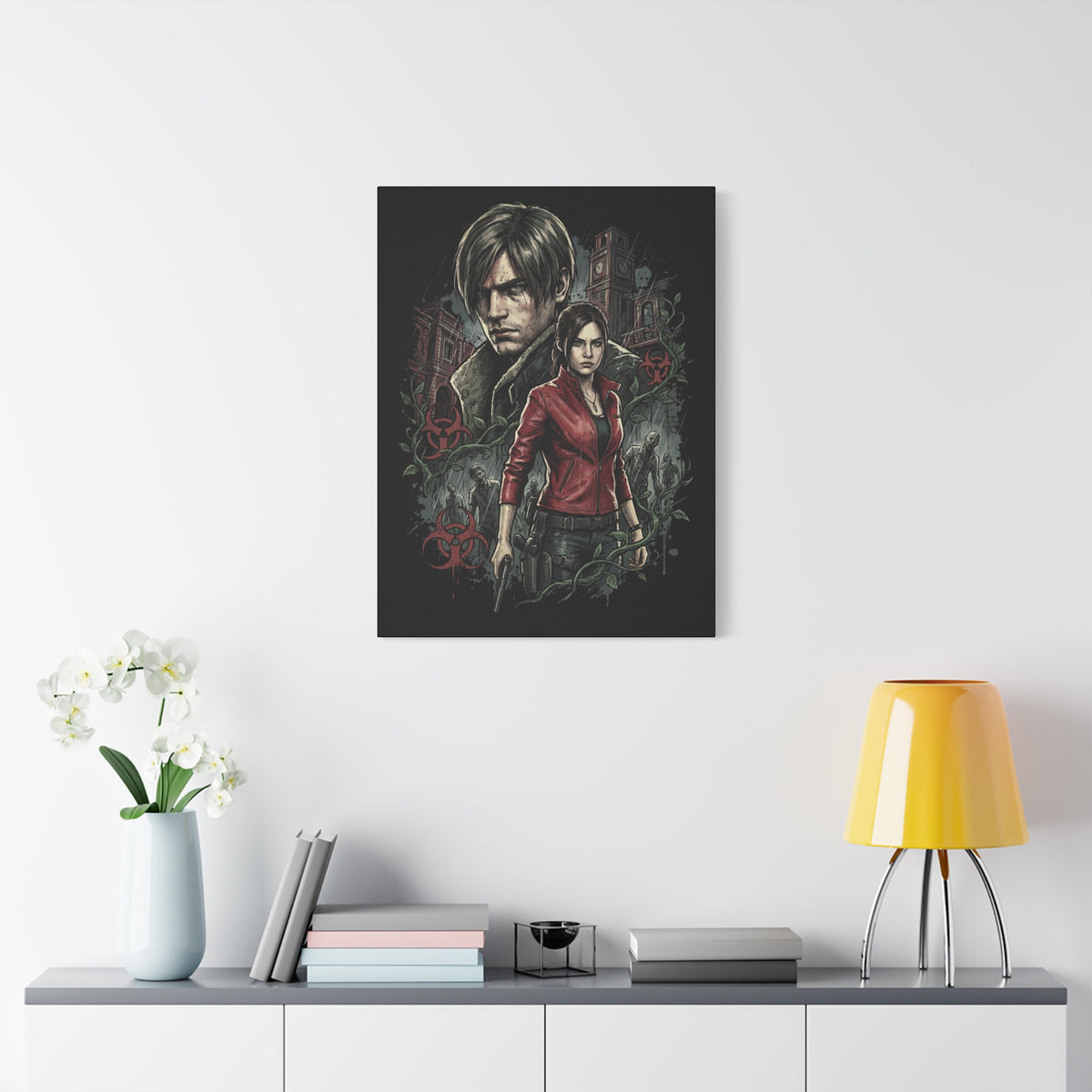 Resident Evil 2 Leon Kennedy and Claire Raccoon City Biohazard Canvas Print