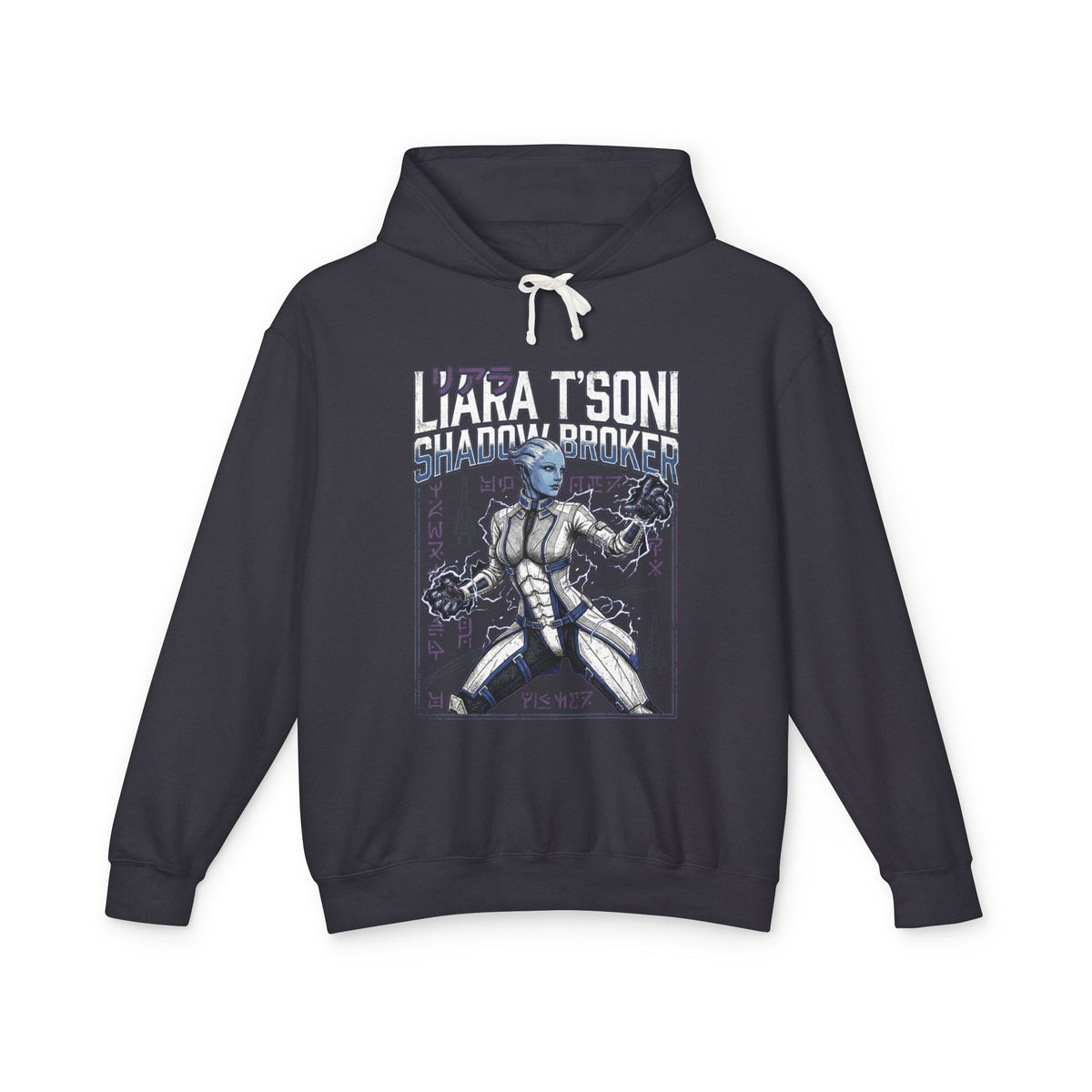 Mass Effect Liara Biotic Lightning Glyphs Fan Art Hoodie