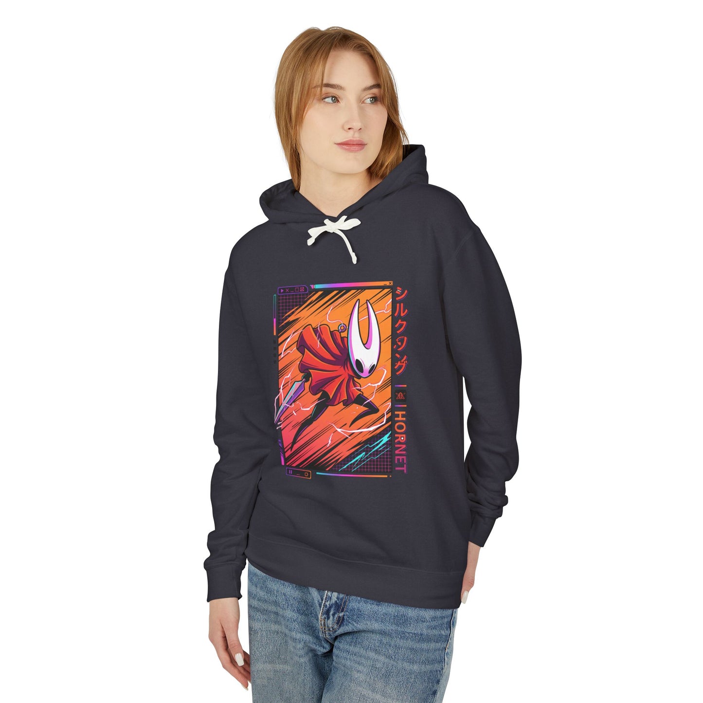 Neon Red Cloak Hornet – 80s Vaporwave Edition Unisex Premium Hoodie