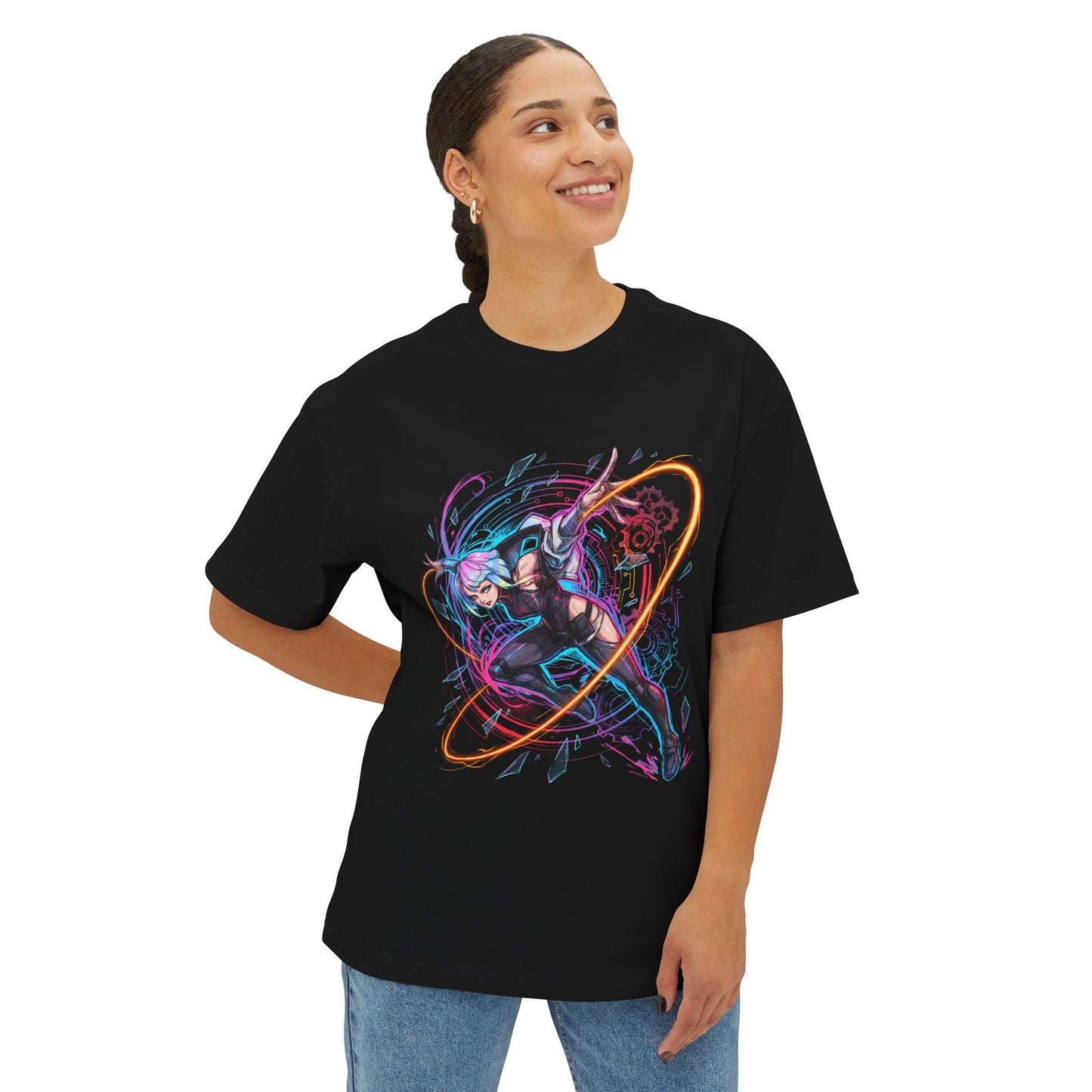Cyberpunk Edgerunners Lucy Moon Gazing Dreamer Portrait Premium Oversized Unisex T-Shirt