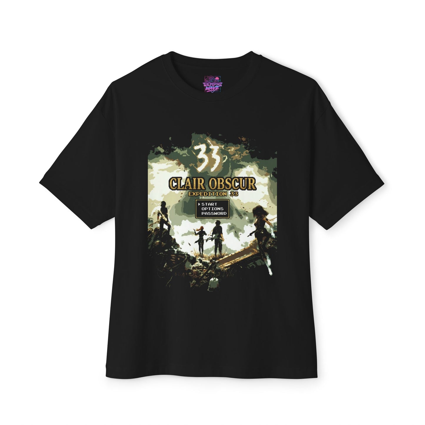 8-bit Retro Clair Obscur Expedition 33: Streetwear Red Petal Gommage facing The Paintress Premium Oversized Unisex T-Shirt