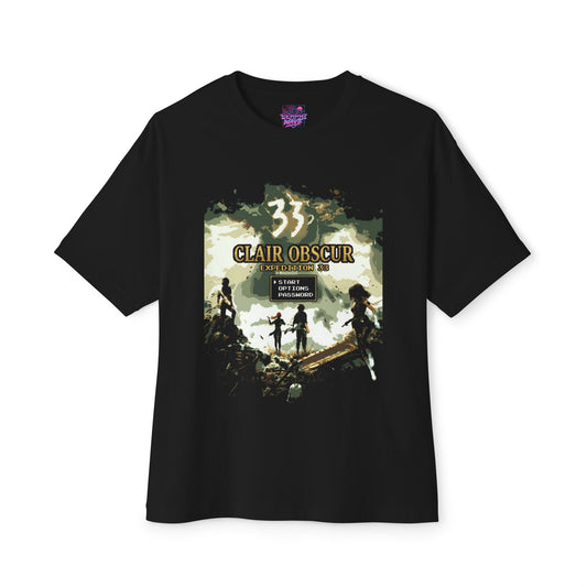8-bit Retro Clair Obscur Expedition 33: Streetwear Red Petal Gommage facing The Paintress Premium Oversized Unisex T-Shirt