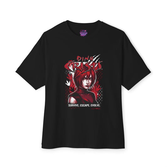 Dino Crisis 1999 Cover Art Velociraptor Claw Bloody Foot Portrait Premium Oversized Unisex T-Shirt