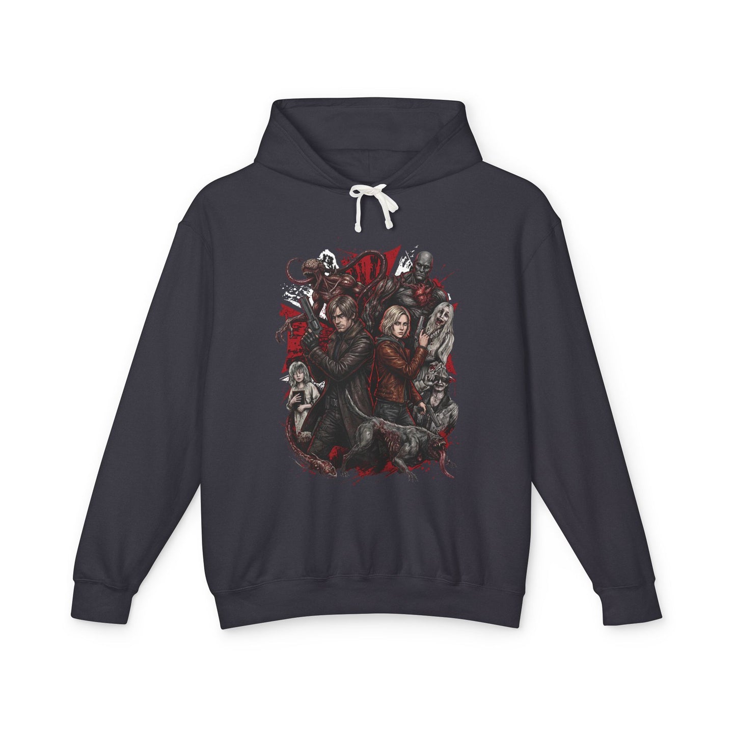 Resident Evil 9 Grace Ashcroft Leon with Zombie Doctors Chainsaw Grunge Unisex Premium Hoodie